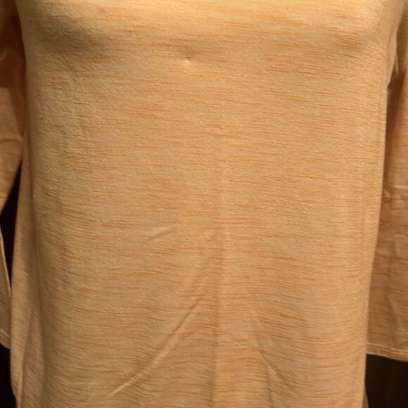 𝅺PAPERMOON Cream & Orange 3/4 Sleeve Top w/ Lace Hem, M - Picture 3 of 7